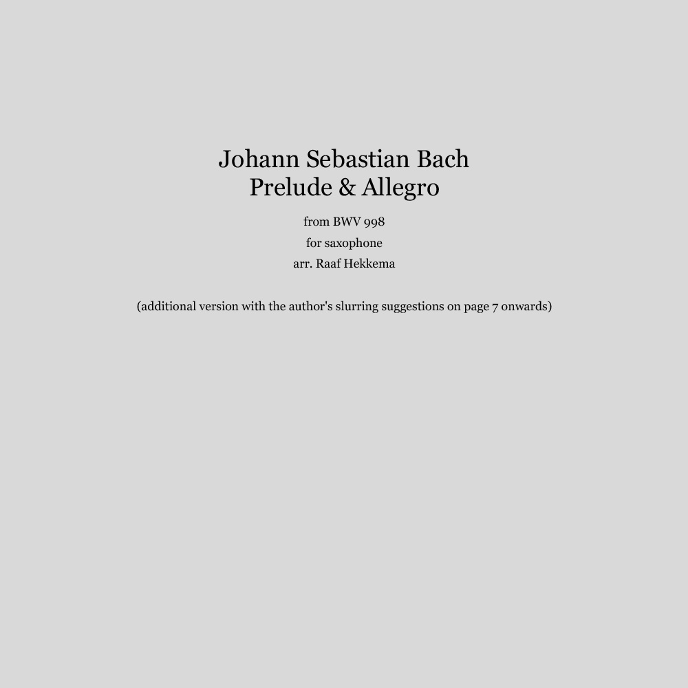 Bach - Prelude & Allegro BWV 998