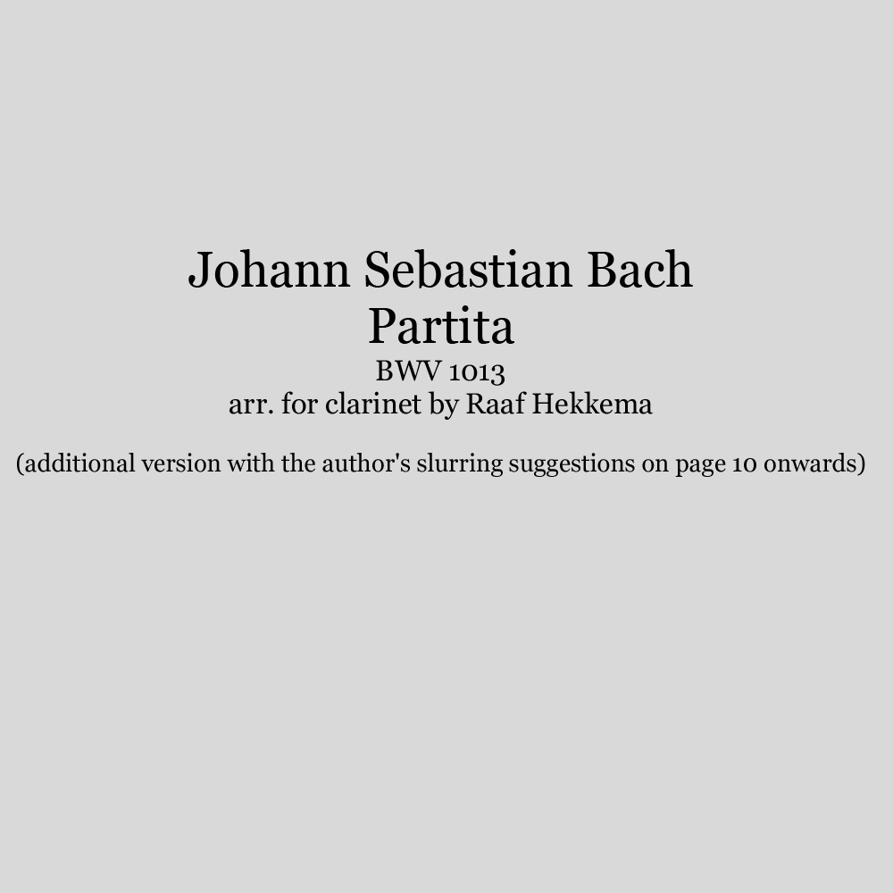 Bach - Partita BWV 1013 (Clarinet)