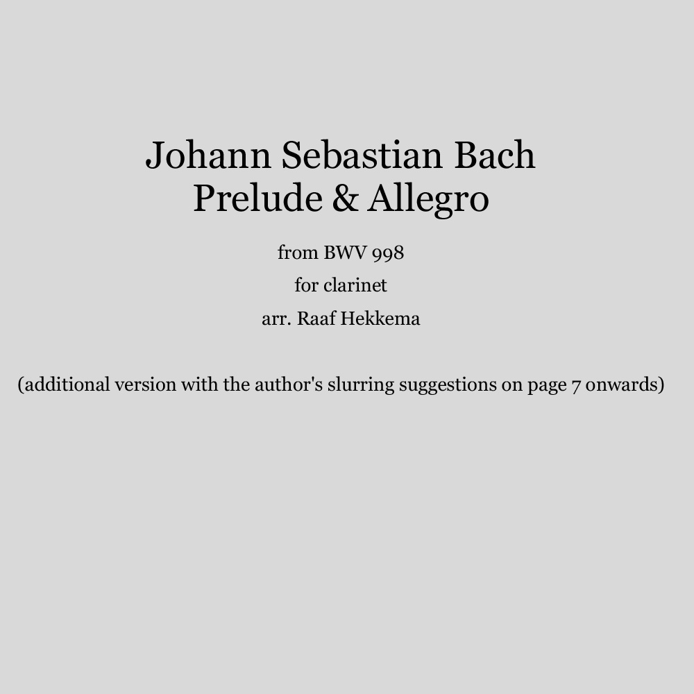 Bach - Prelude & Allegro BWV 998 (Clarinet)